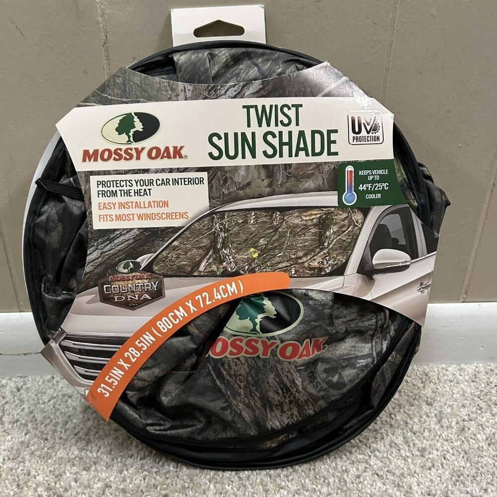 Mossy Oak Twist Camo Sun Shade 31.5" In X 28.5" New Front Window Car Protection